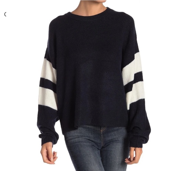 John + Jenn Sweaters - John and Jenn Varsity Sweater in Navy